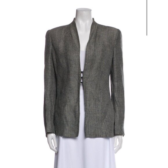 Valentino Jackets & Blazers - Valentino Authentic Black White Linen Long Sleeve Blazer Jacket US 10 IT 44 M